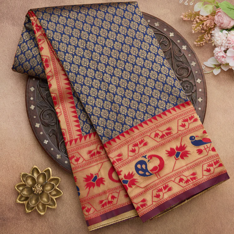 Navy Blue Semi Cotton Silk Saree